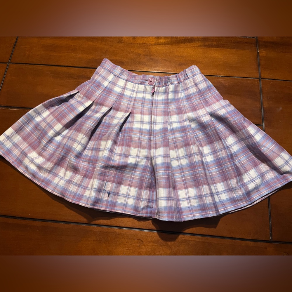 Rewind Pink and Blue Plaid Skater Skirt